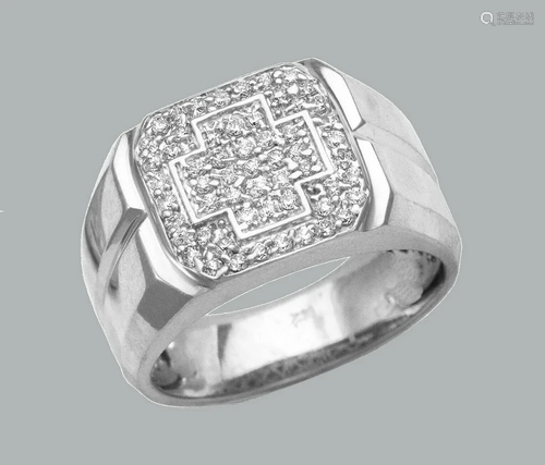 NEW 14K SOLID WHITE GOLD MENS CZ CLUSTER RING