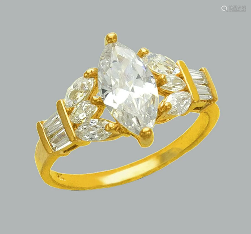 14K YELLOW GOLD LADIES FANCY ENGAGEMENT RING MARQ…