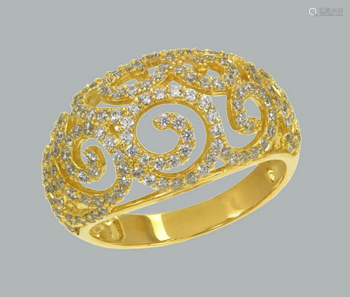 NEW 14K YELLOW GOLD LADIES FANCY CZ RING SWIRL