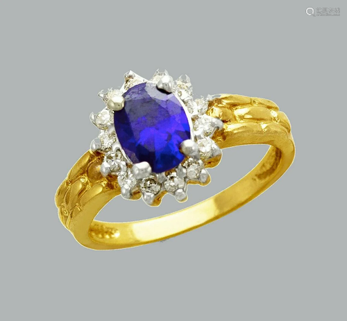 NEW 14K TWO TONE GOLD LADIES FANCY CZ RING HALO