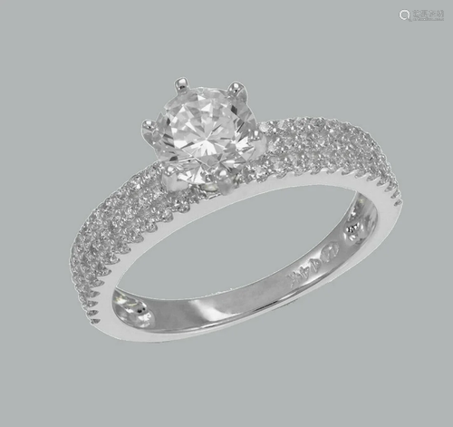 NEW 14K WHITE GOLD LADIES FANCY ENGAGEMENT RING …