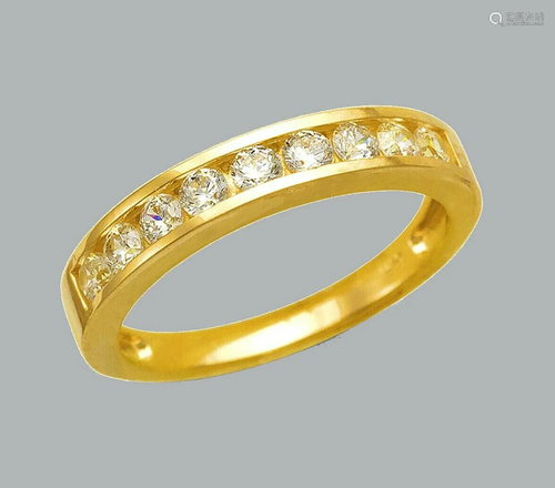 14K YELLOW GOLD LADIES FANCY CZ RING BAND CHANNEL SET