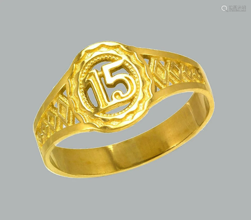 NEW 14K YELLOW GOLD LADIES FANCY RING 15 ANOS