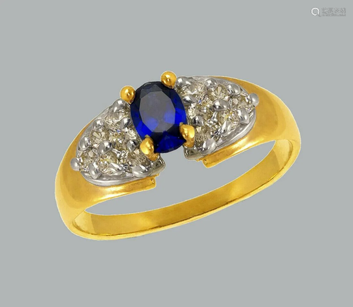 NEW 14K TWO TONE GOLD LADIES FANCY CZ RING