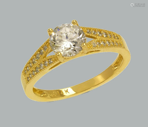 NEW 14K YELLOW GOLD LADIES FANCY ENGAGEMENT RING