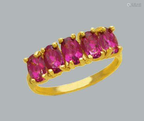 NEW 14K YELLOW GOLD LADIES CZ COCKTAIL RING 5 STONE