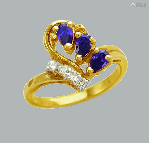 NEW 14K TWO TONE GOLD LADIES FANCY CZ RING