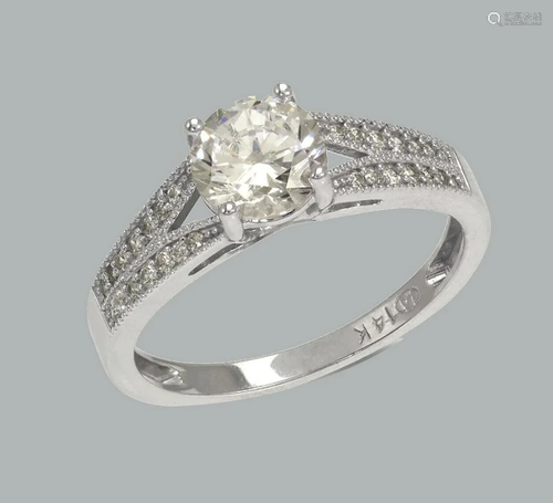 NEW 14K WHITE GOLD LADIES FANCY ENGAGEMENT RING