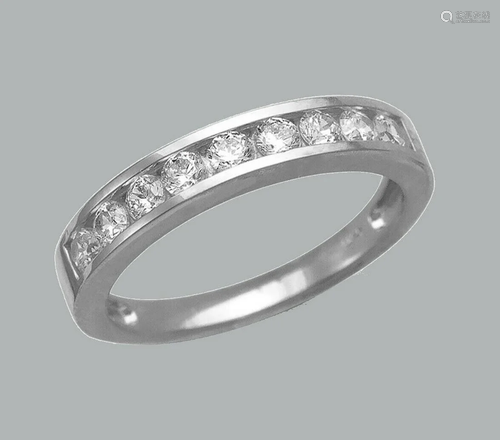 14K WHITE GOLD LADIES FANCY CZ RING BAND CHANNEL SET