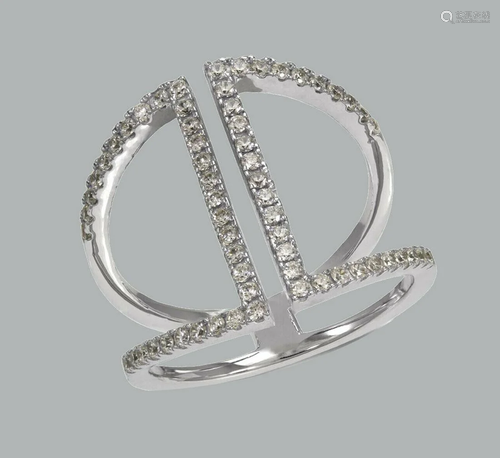 NEW 14K WHITE GOLD LADIES FANCY CZ RING