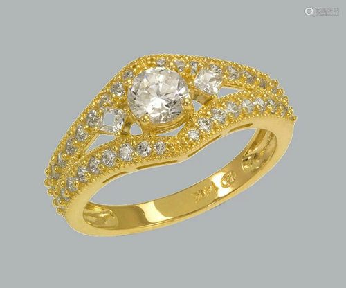 NEW 14K YELLOW GOLD LADIES FANCY ENGAGEMENT RING