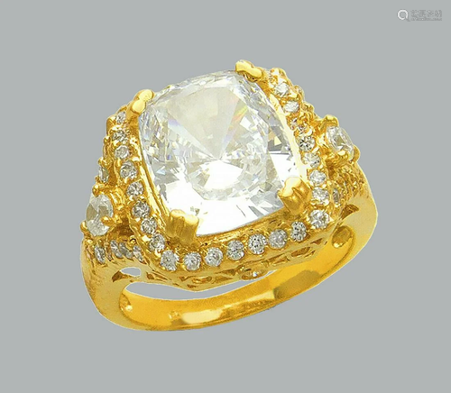 NEW 14K YELLOW GOLD LADIES FANCY CZ ENGAGEMENT RI…