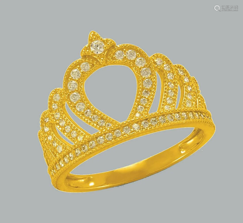 NEW 14K YELLOW GOLD LADIES FANCY CZ RING TIARA CRO…