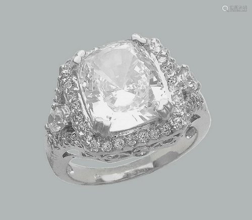 NEW 14K WHITE GOLD LADIES FANCY CZ ENGAGEMENT RI…