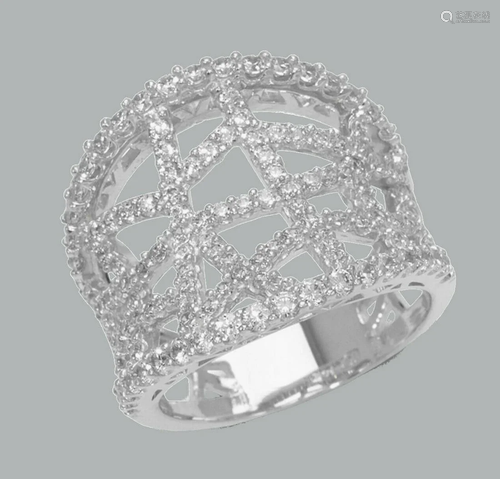 NEW 14K WHITE GOLD LADIES FANCY CZ RING