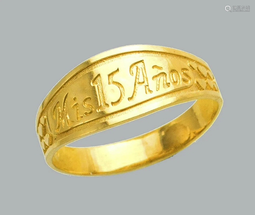 NEW 14K YELLOW GOLD LADIES FANCY RING MIS 15 ANOS