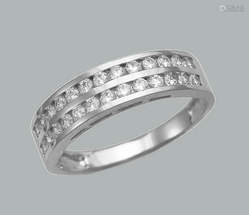 14K WHITE GOLD LADIES CZ RING BAND CHANNEL SET 2 ROW