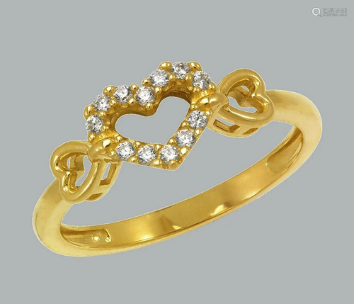 NEW 14K YELLOW GOLD LADIES FANCY CZ RING HEART