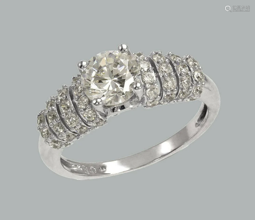 NEW 14K WHITE GOLD LADIES FANCY ENGAGEMENT RING