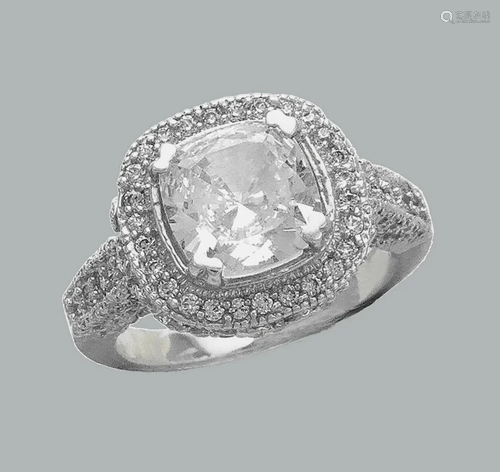 14K WHITE GOLD CZ ENGAGEMENT RING FILIGREE HALO