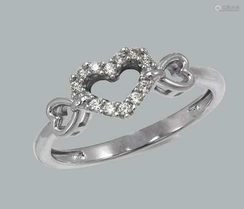 NEW 14K WHITE GOLD LADIES FANCY CZ RING HEART