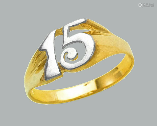 NEW 14K TWO TONE GOLD LADIES FANCY RING 15 ANOS