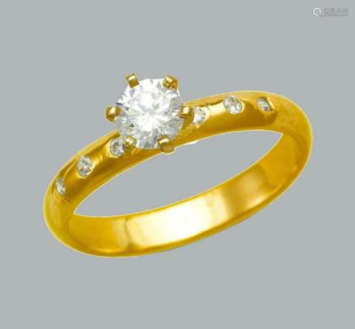 14K YELLOW GOLD CZ SOLITAIRE BAND RING ENGAGEME…