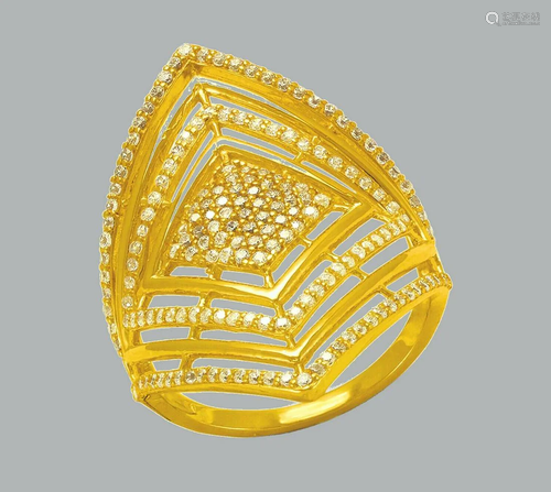 NEW 14K YELLOW GOLD LADIES FANCY CZ COCKTAIL RING