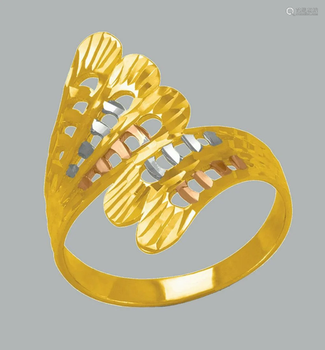 NEW 14K TRI COLOR GOLD LADIES FANCY RING COCKTAIL