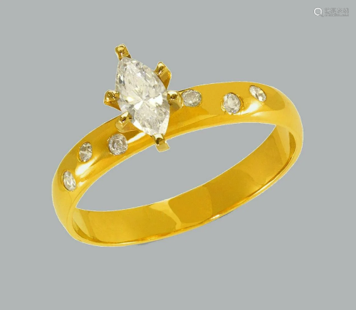 14K YELLOW GOLD CZ RING MARQUISE ENGAGEMENT SOLITAIRE