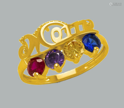 NEW 14K YELLOW GOLD LADIES CZ RING MOM