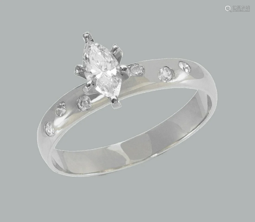 14K WHITE GOLD CZ RING MARQUISE ENGAGEMENT SOLITAIRE