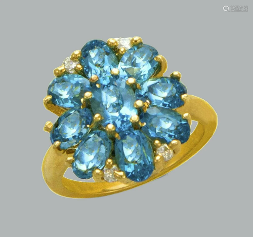 NEW 14K YELLOW GOLD LADIES CZ COCKTAIL RING FLOWER