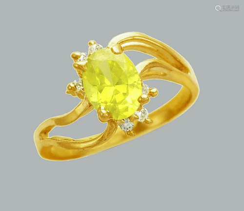 NEW 14K YELLOW GOLD LADIES FANCY CZ RING