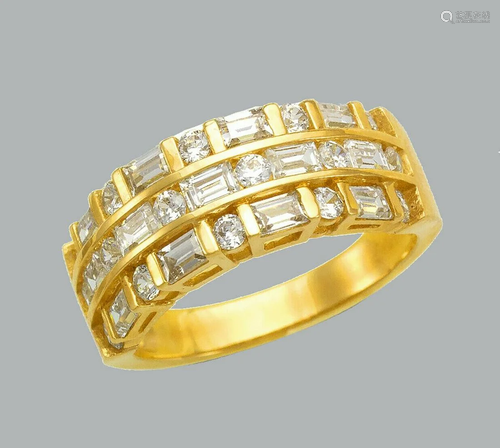 14K YELLOW GOLD LADIES CZ RING BAND ROUND BAGUETTE