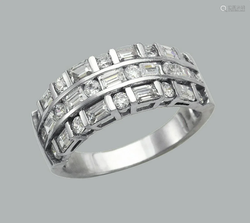 14K WHITE GOLD LADIES CZ RING BAND ROUND BAGUETTE