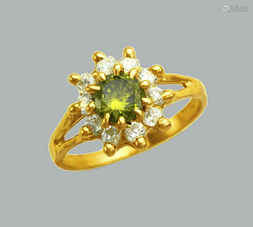 NEW 14K YELLOW GOLD CZ KIDS GIRLS RING FLOWER