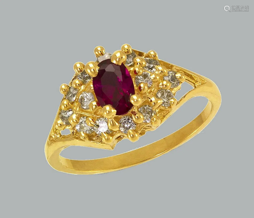 NEW 14K YELLOW GOLD LADIES FANCY CZ RING