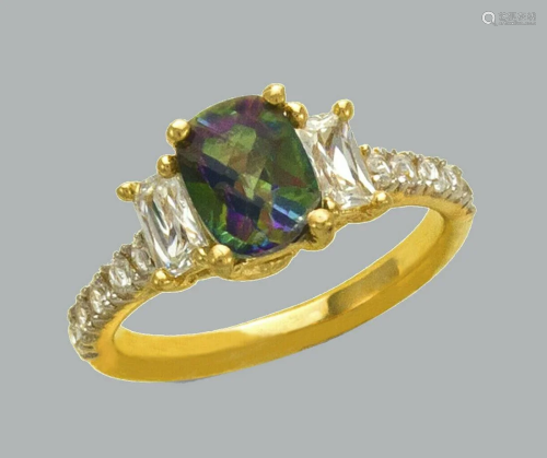 NEW 14K YELLOW GOLD LADIES CZ COCKTAIL RING