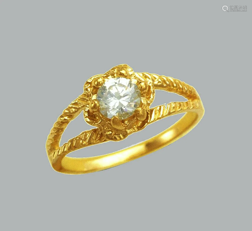 NEW 14K YELLOW GOLD CZ KIDS GIRLS RING SOLITAIRE FLOWER