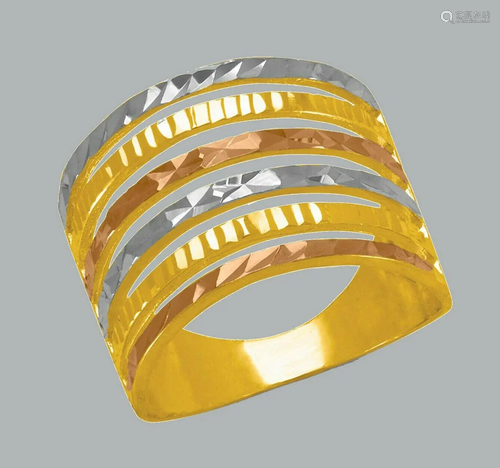 NEW 14K TRI COLOR GOLD LADIES FANCY RING COCKTAIL