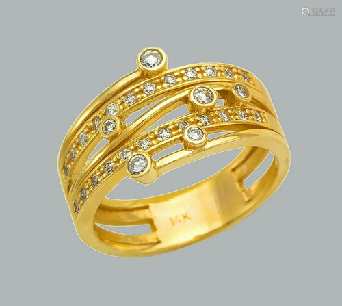 NEW 14K YELLOW GOLD LADIES FANCY CZ RING BAND ROU…