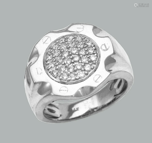 NEW 14K SOLID WHITE GOLD MENS CZ CLUSTER RING SIGNET