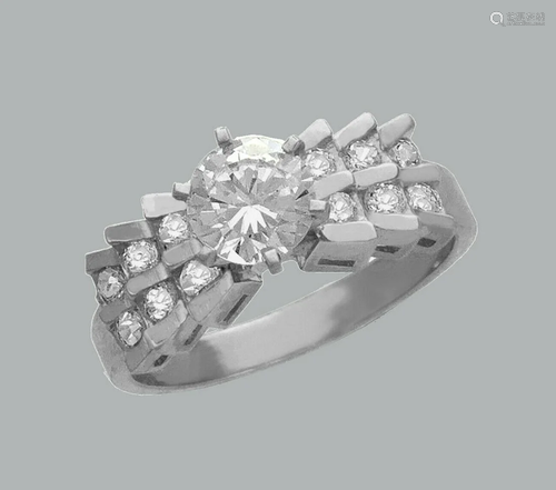 NEW 14K WHITE GOLD LADIES FANCY ENGAGEMENT RING …