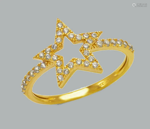 NEW 14K YELLOW GOLD LADIES FANCY CZ RING STAR