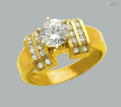 14K YELLOW GOLD LADIES FANCY ENGAGEMENT RING ROUND