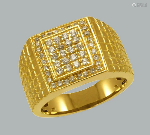 NEW 14K SOLID YELLOW GOLD MENS CZ CLUSTER RING