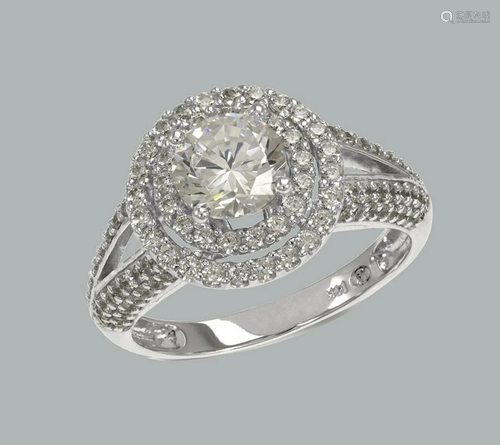 NEW 14K WHITE GOLD LADIES FANCY ENGAGEMENT RING …