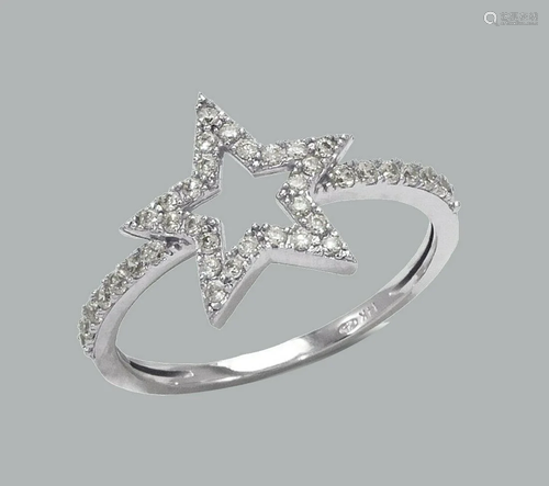 NEW 14K WHITE GOLD LADIES FANCY CZ RING STAR