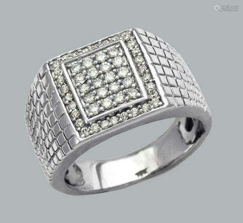 NEW 14K SOLID WHITE GOLD MENS CZ CLUSTER RING